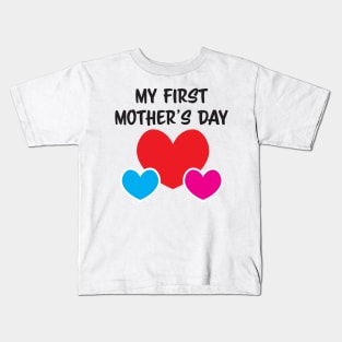 My First Mother's day mother of twins baby boy and baby girl Kids T-Shirt